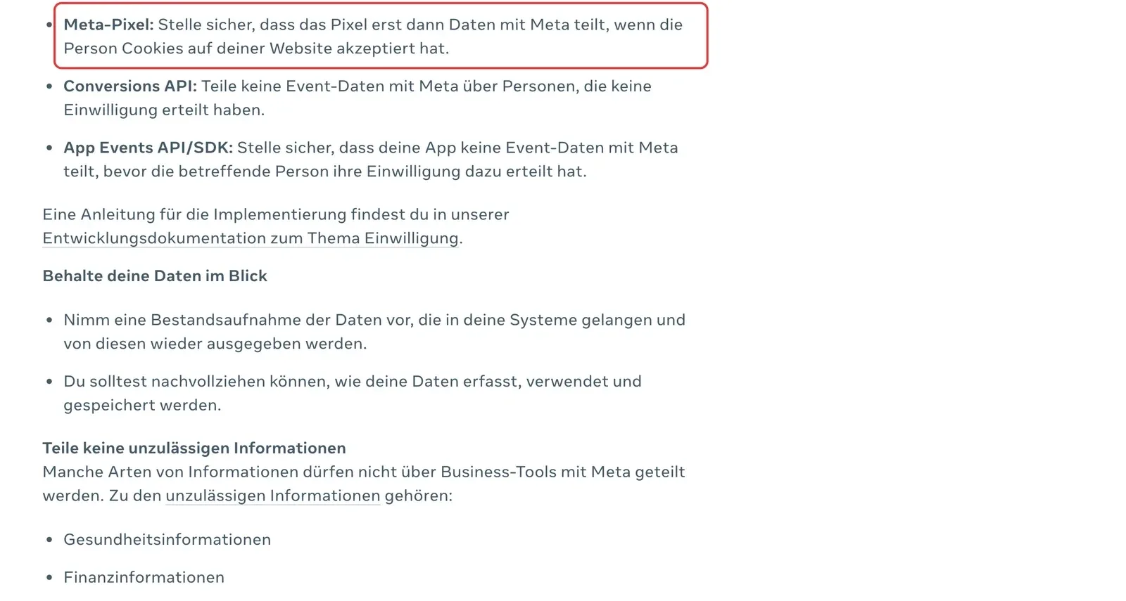 Meta-Hilfe zu Datenschutz-Anforderungen: Das Pixel soll erst Daten teilen, wenn die Person Cookies akzeptiert hat