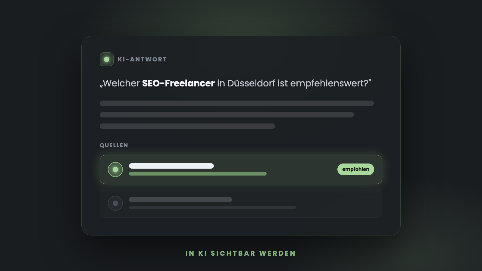 KI-Antwort mit hervorgehobener Quelle — in KI sichtbar werden