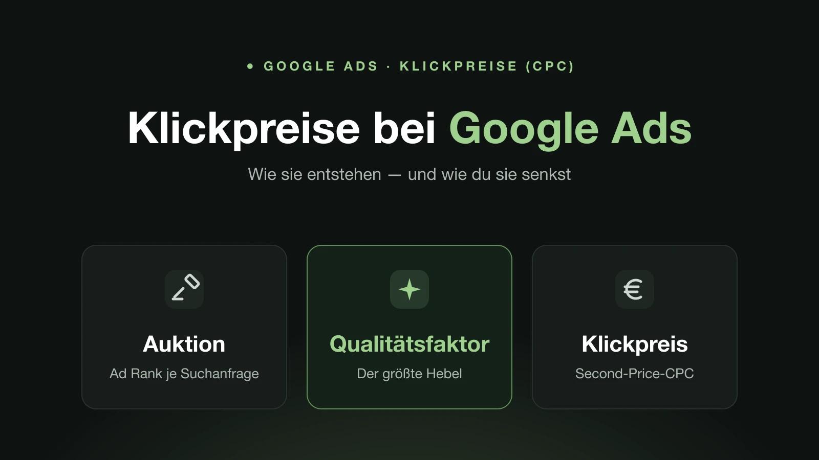 Klickpreise bei Google Ads – Auktion, Qualitätsfaktor und Second-Price-CPC erklärt