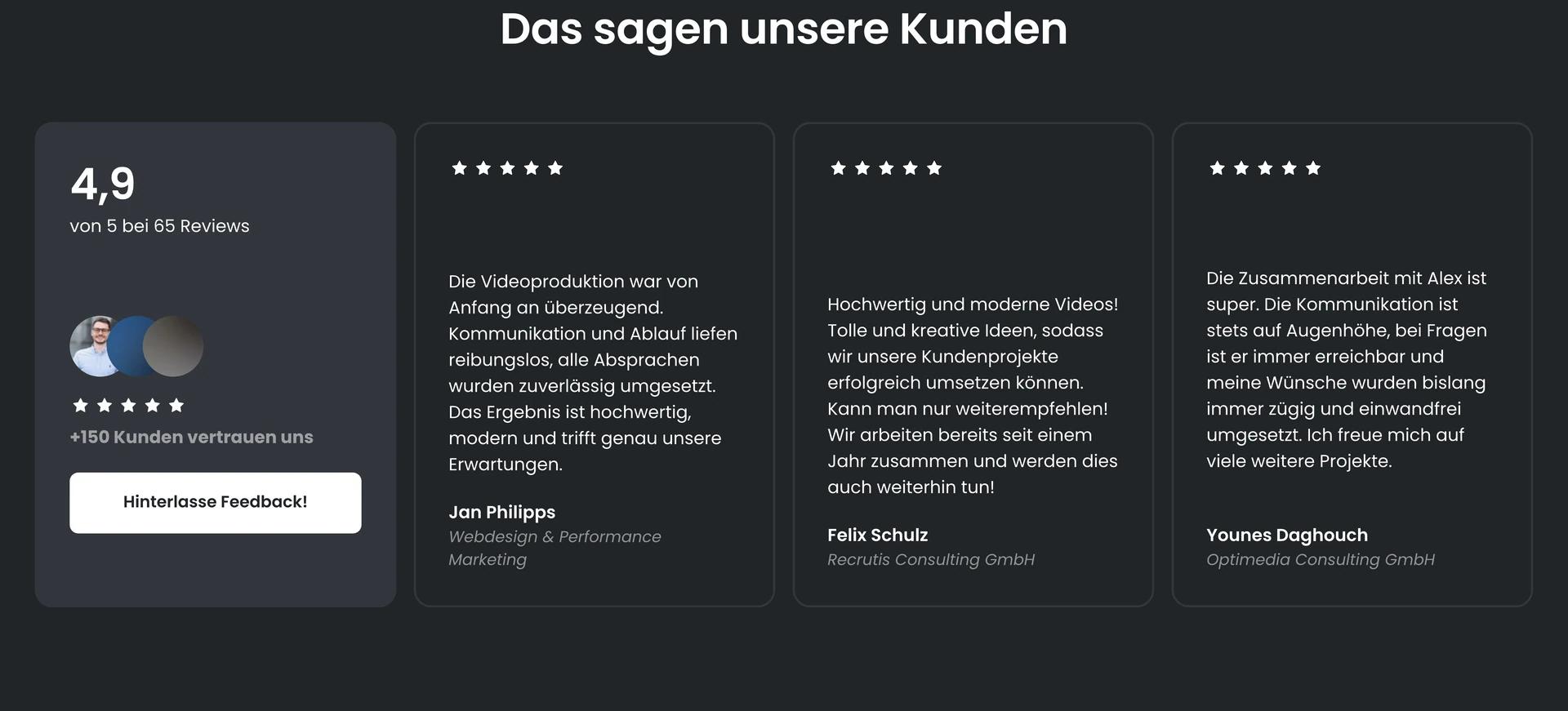 Jahnke Pictures Website – Kundenbewertungen mit 4,9 von 5 Sternen