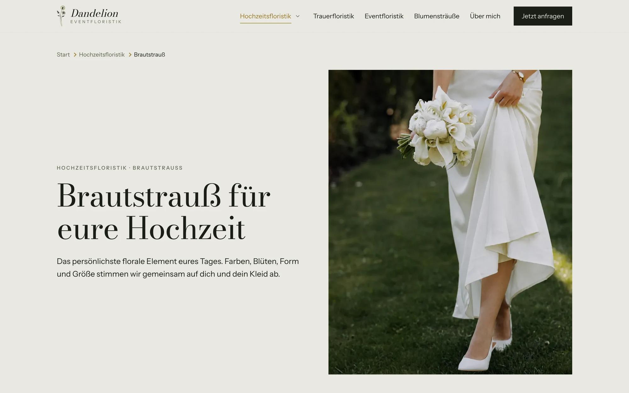 Unterseite zum Brautstrauß