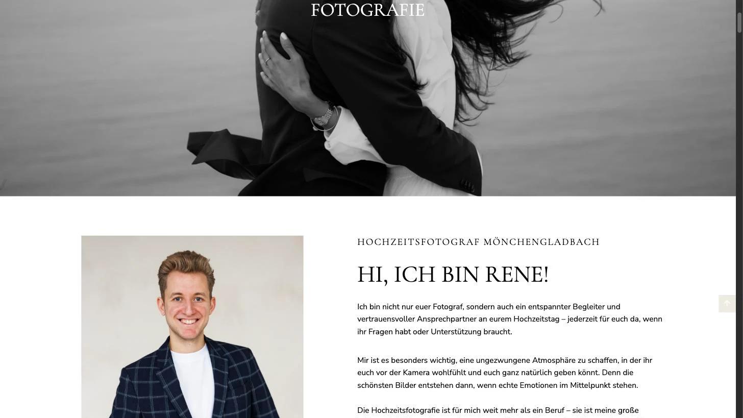 Landingpage Hochzeitsfotograf Mönchengladbach mit Vorstellung des Fotografen