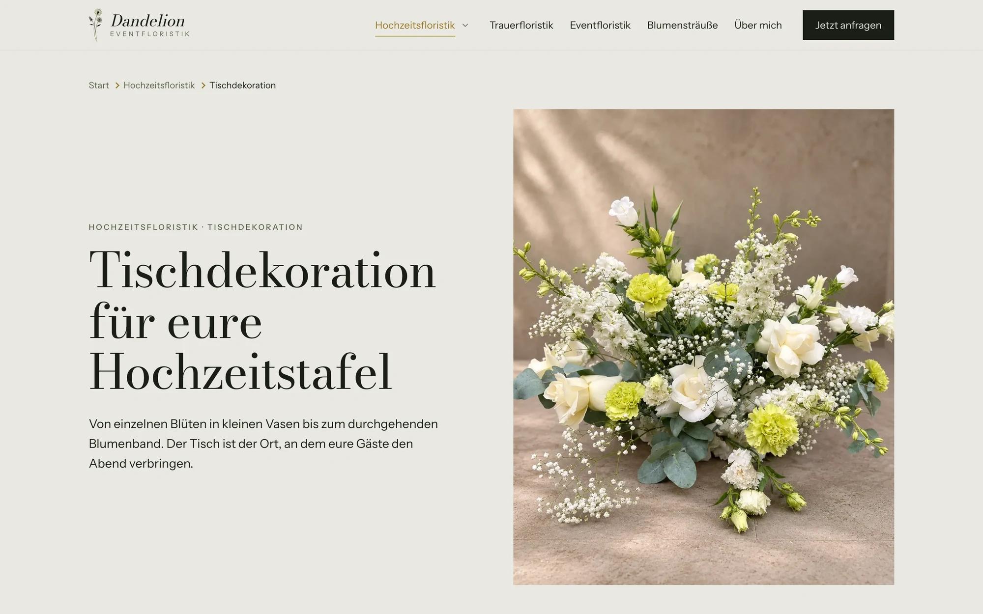 Unterseite zur Tischdekoration für Hochzeiten