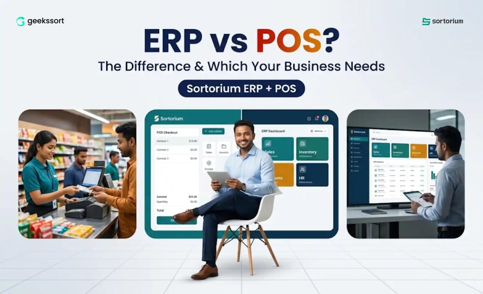 ERP vs POS difference shown on a split Sortorium dashboard for Bangladesh