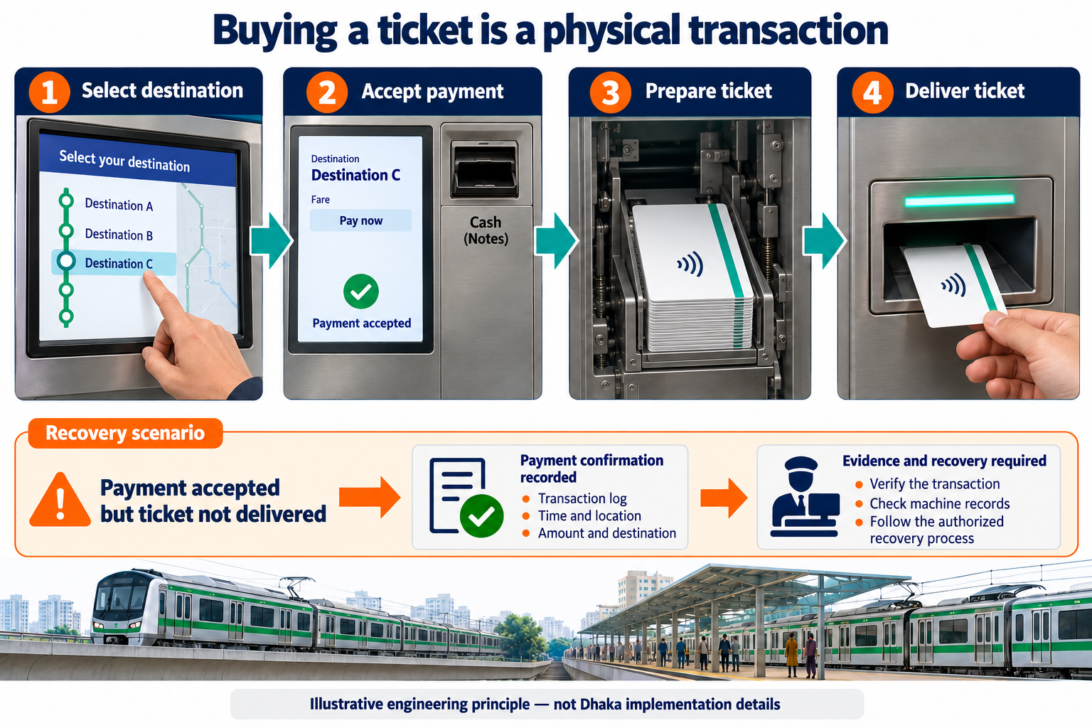 Figure 2 Buying a ticket joins payment processing to physical delivery Illustrative transaction flow