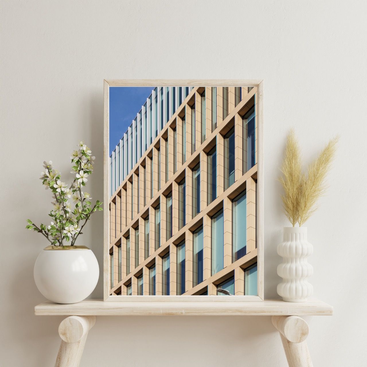 Beige Minimalist 3D Wall Frame Mockup