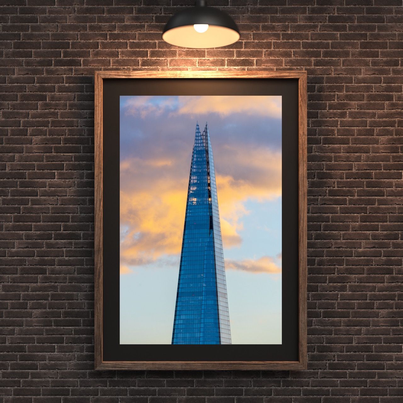 Brown Brick Textured Wall Frame Mockup 