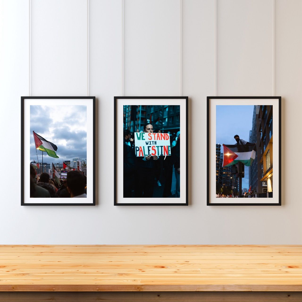 Beige Brown Trendy Minimalist 3 Wall Frame Mockup 