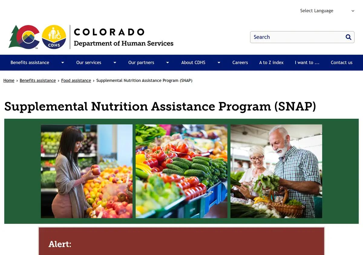 The Colorado CDHS SNAP program page.