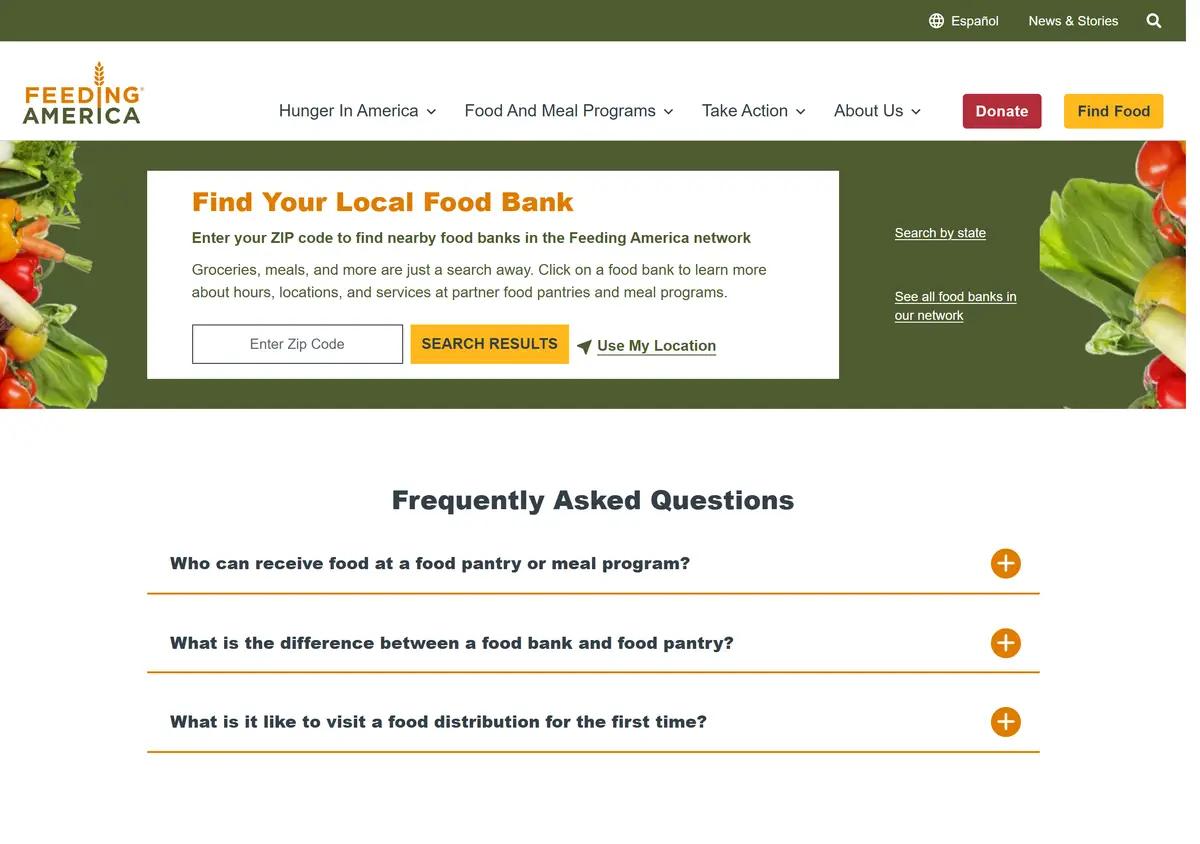 The Feeding America food bank locator.