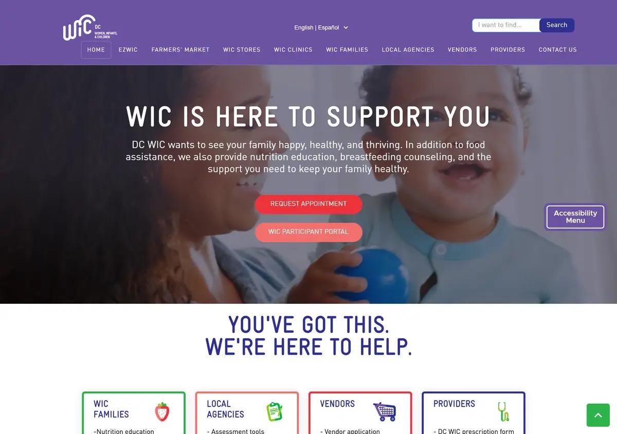 The DC WIC homepage.