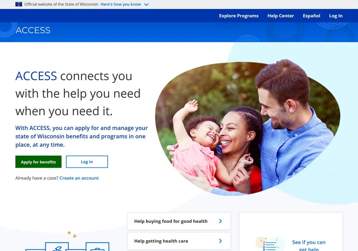 The ACCESS portal where BadgerCare Plus applications start.