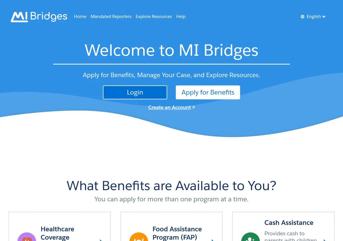The MI Bridges portal where Michiganders apply for State Emergency Relief.