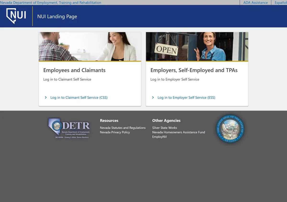 The Nevada unemployment insurance claimant website.