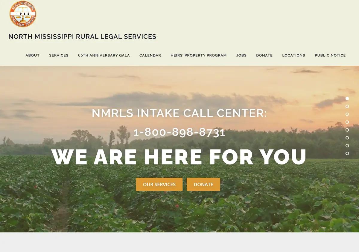 The North Mississippi Rural Legal Services homepage.