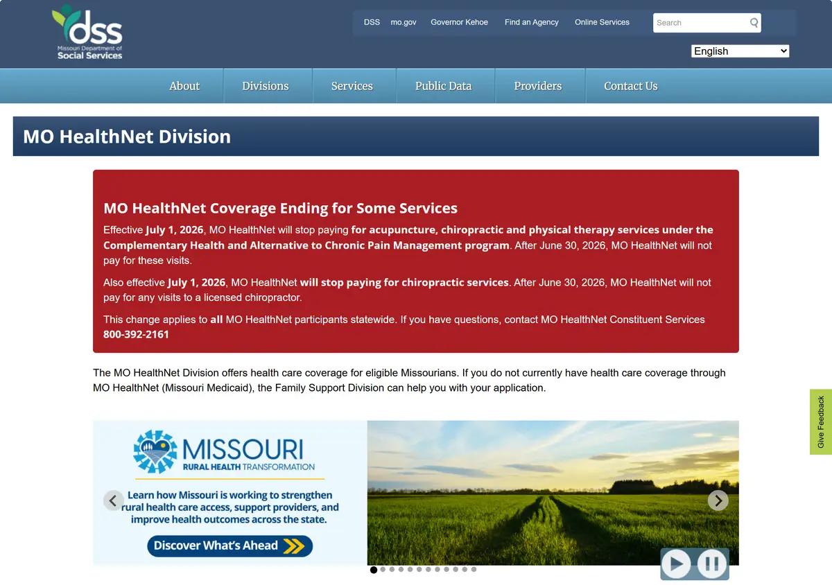 The Missouri MO HealthNet Division page.