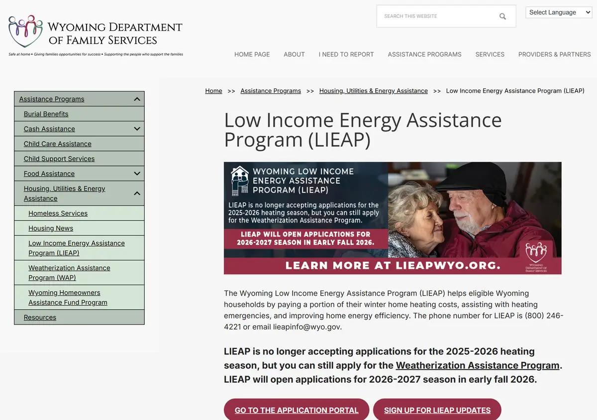 The Wyoming LIEAP program page.