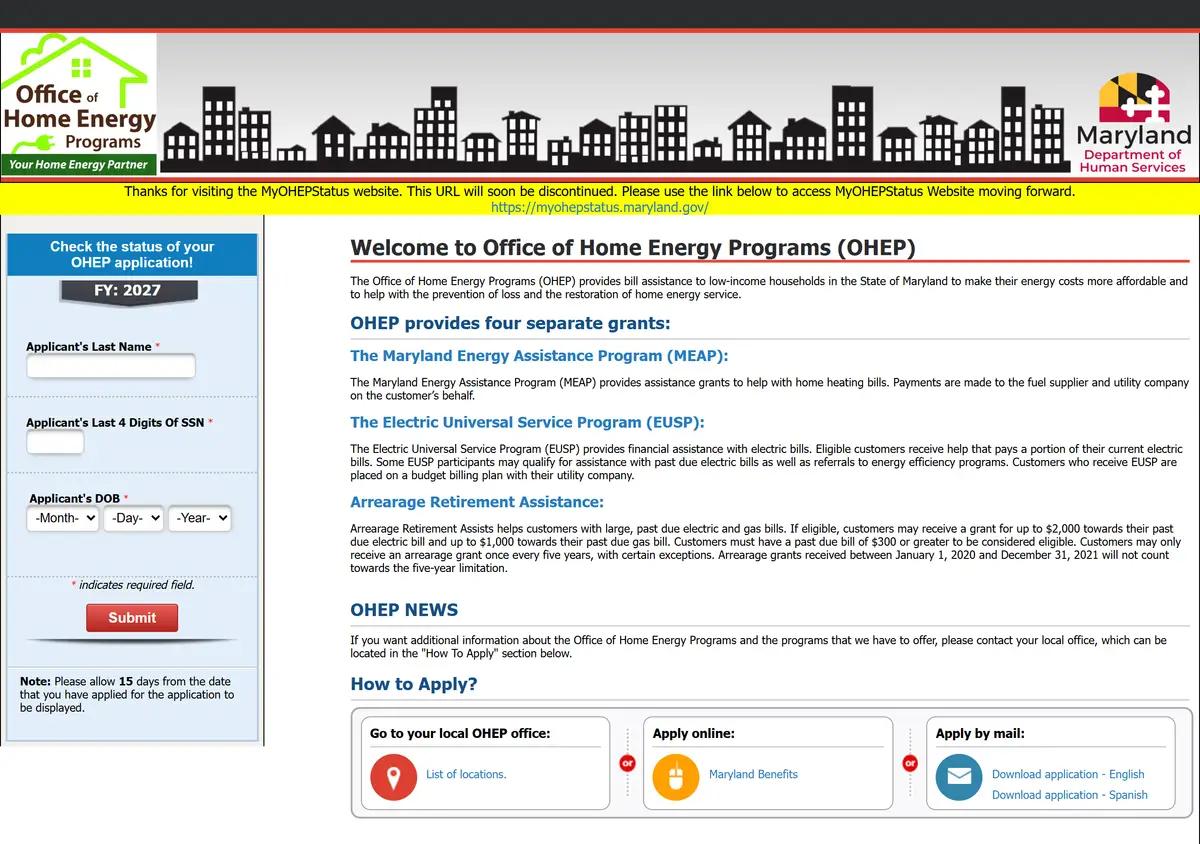 The OHEP application status checker.