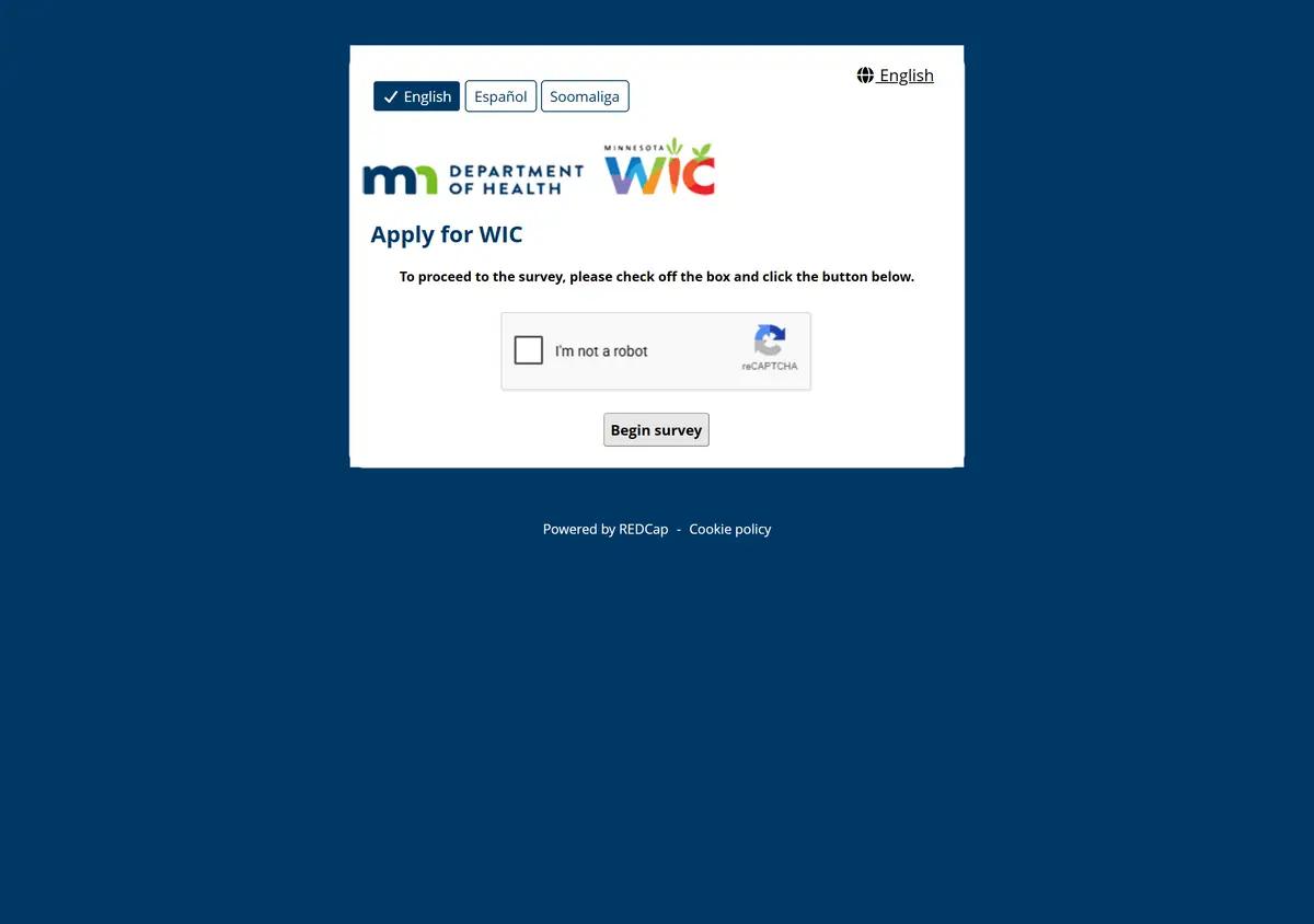 The Minnesota WIC online application.