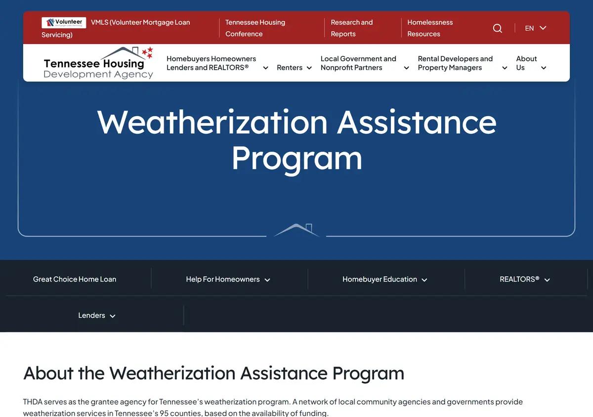 The THDA Weatherization Assistance Program page.