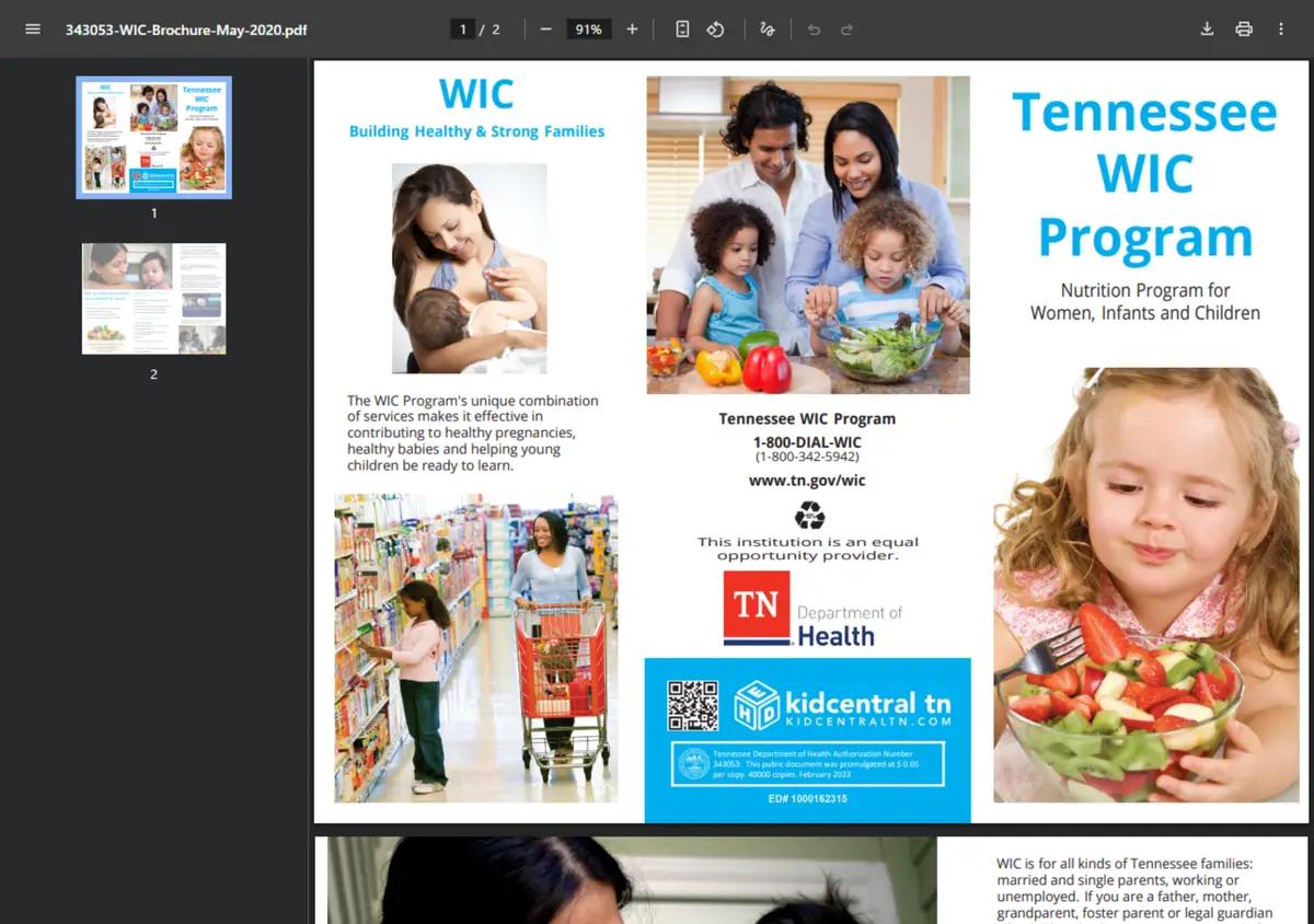 The Tennessee WIC program brochure.