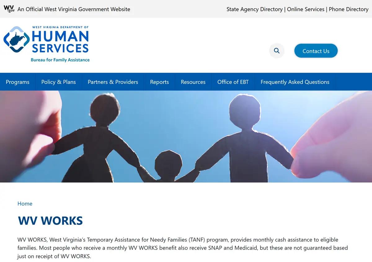 The WV WORKS program page at bfa.wv.gov.