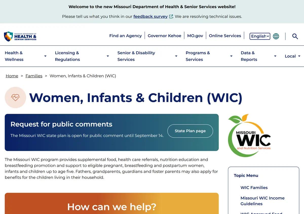 The Missouri Department of Health WIC page.