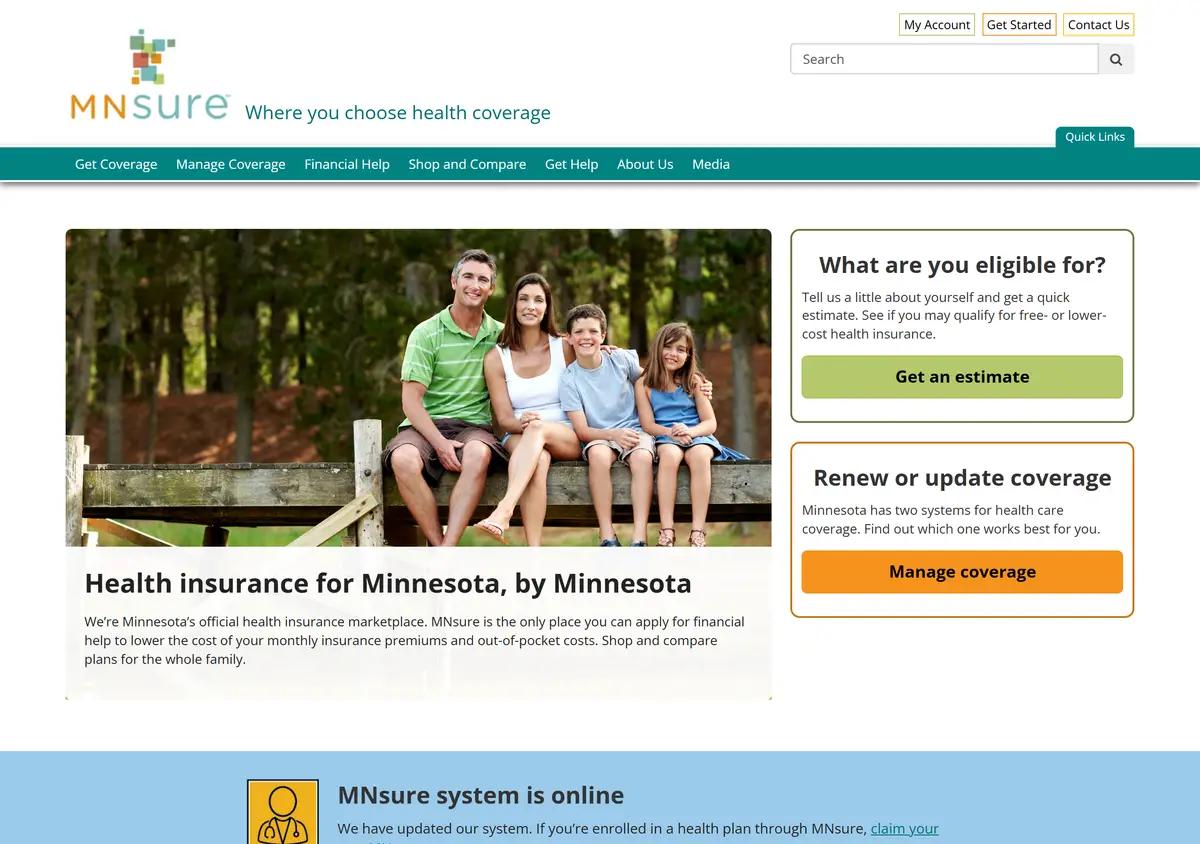 The MNsure marketplace where Minnesota health coverage applications start.