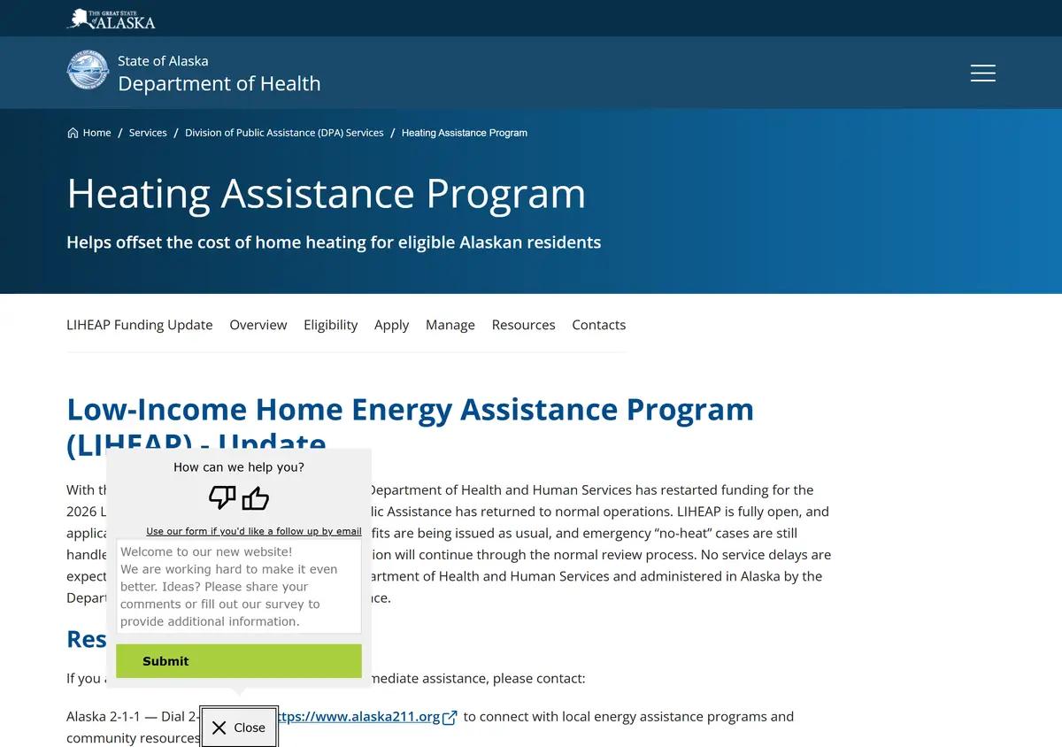 The Alaska Division of Public Assistance heating assistance page.