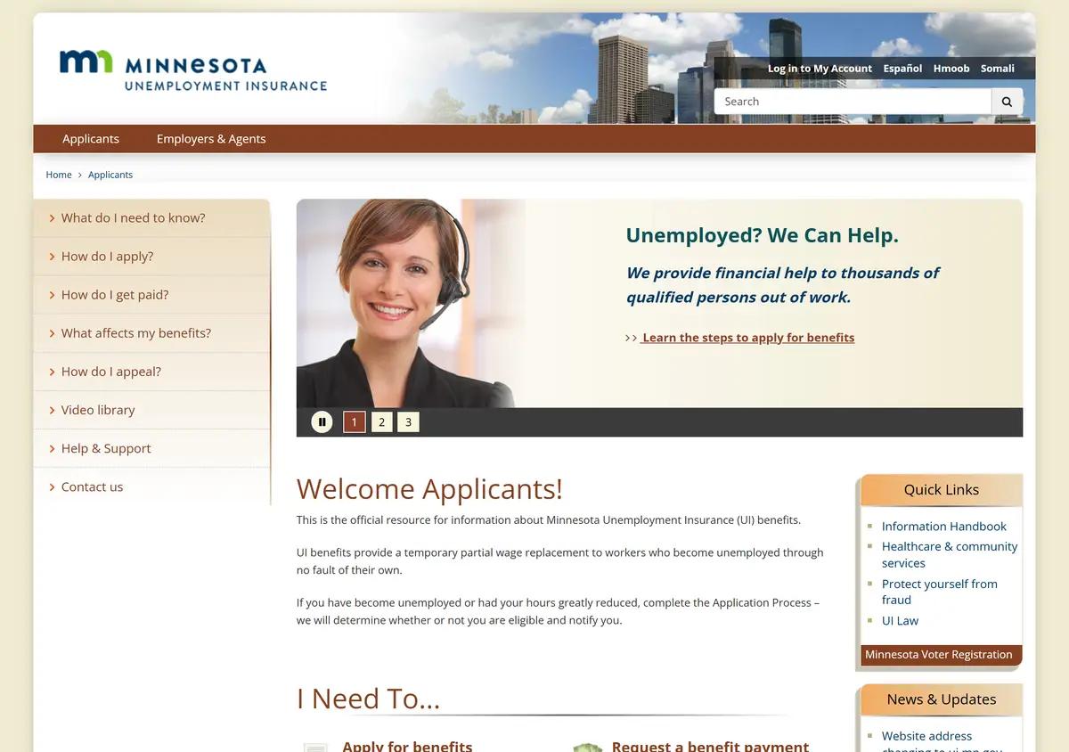 The Minnesota unemployment applicant portal at uimn.org.
