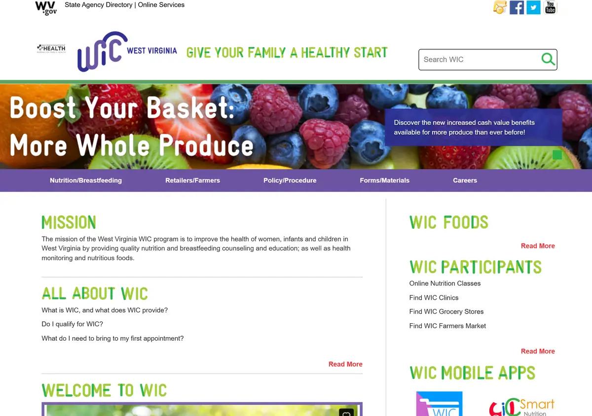 The West Virginia WIC program page at dhhr.wv.gov.