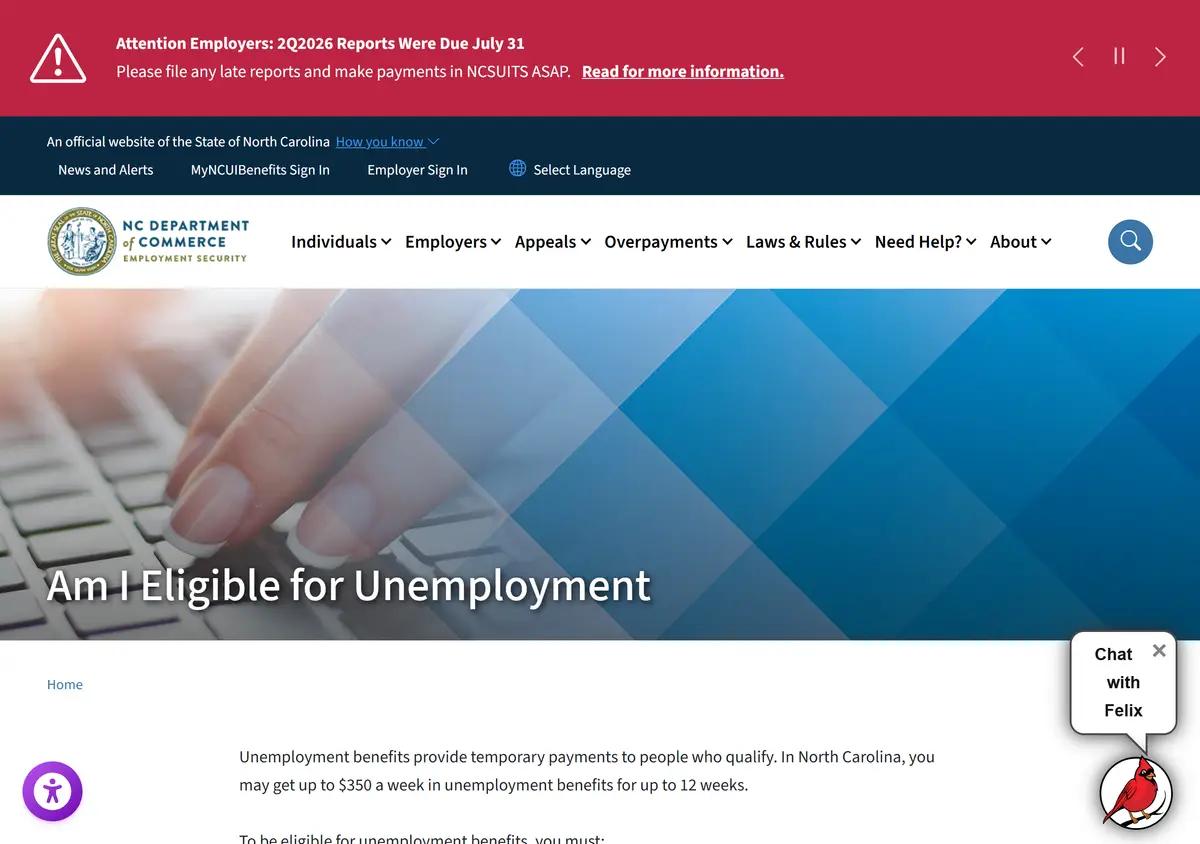 The DES eligibility page explaining who qualifies for benefits.