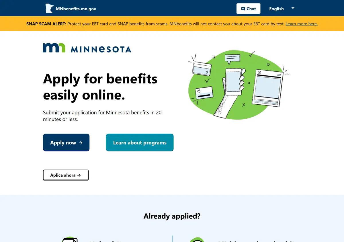 The MNbenefits.mn.gov guided application.