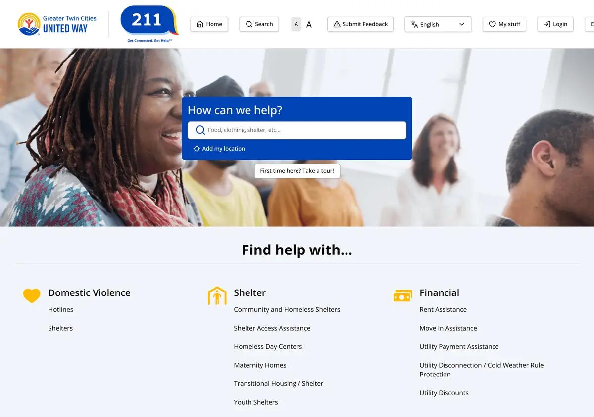 The 211 online resource search.