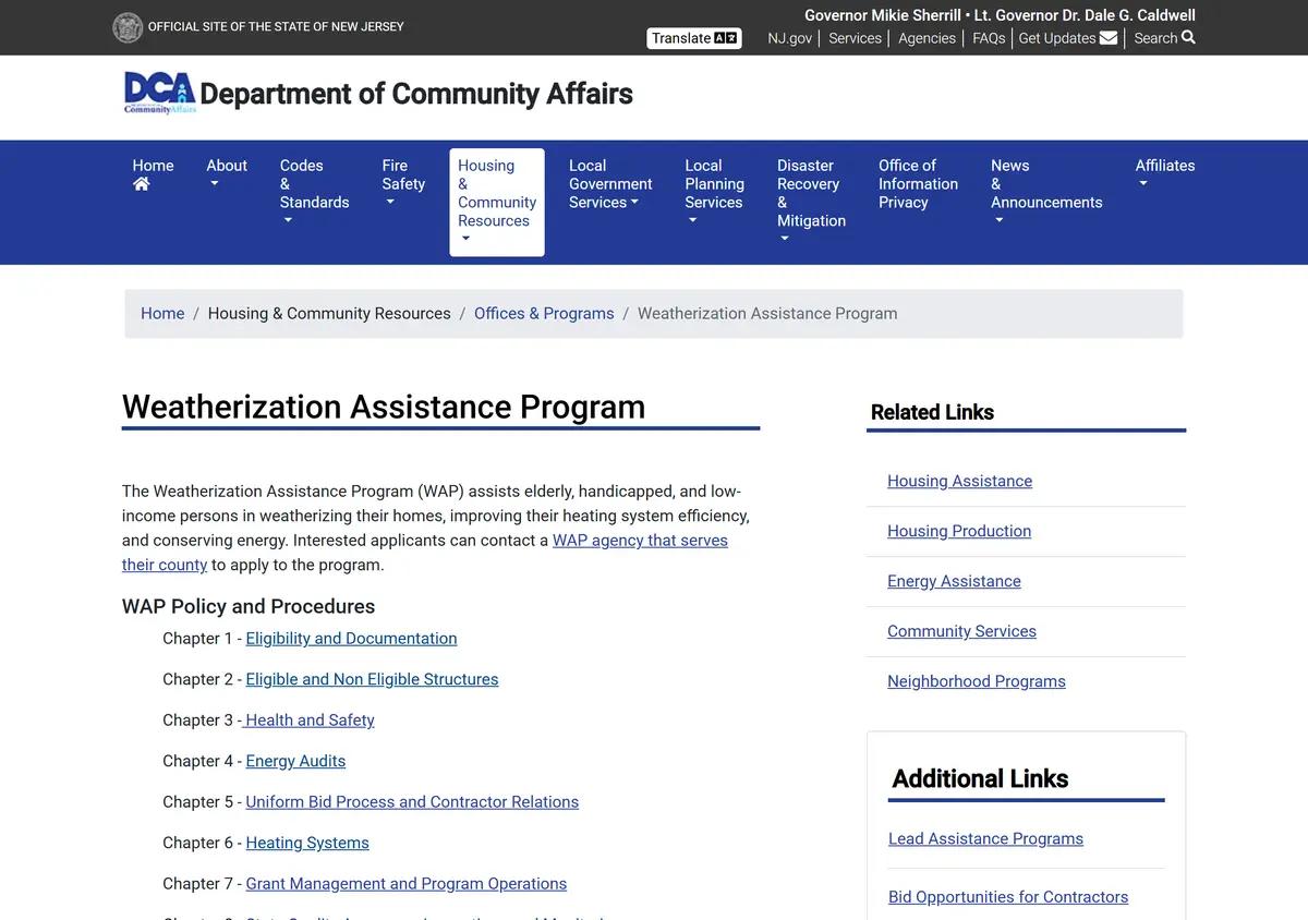 The DCA Weatherization Assistance Program page.