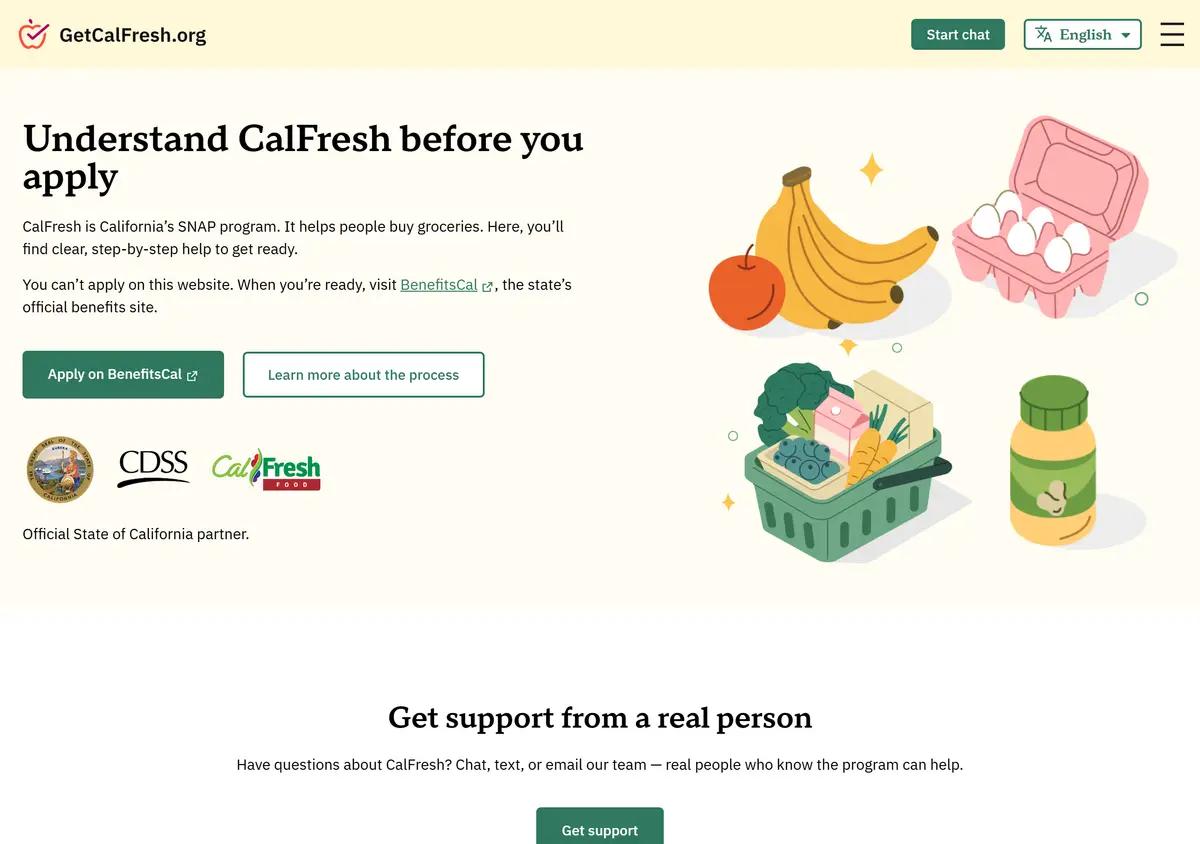 The GetCalFresh information and help page.