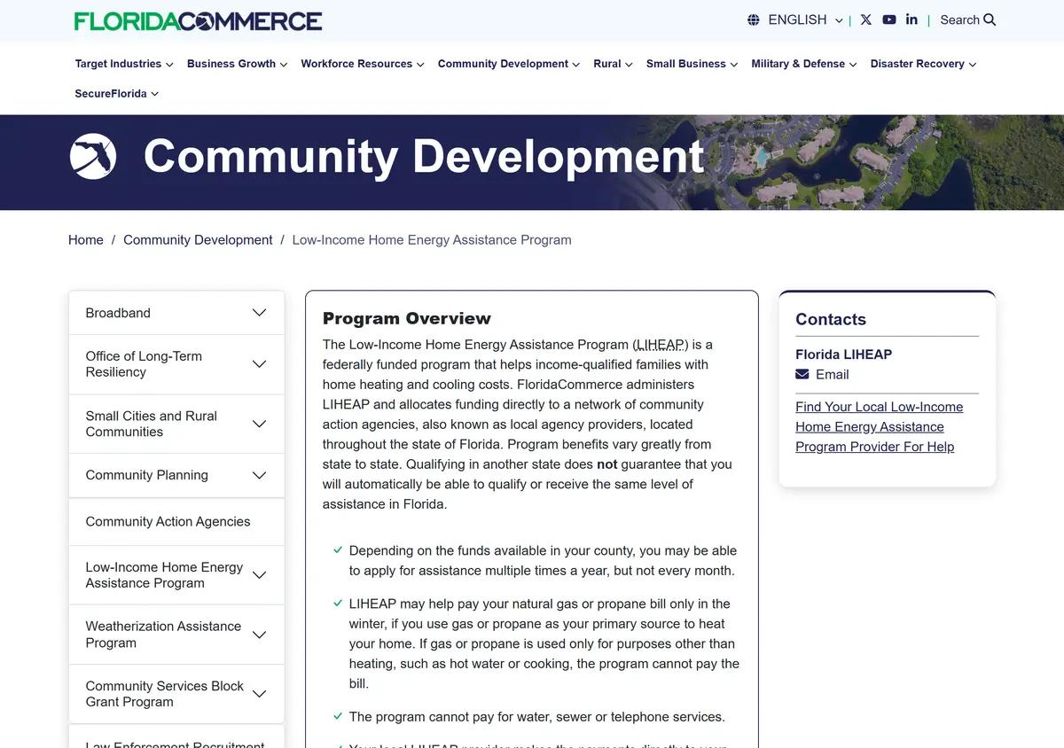 The Florida LIHEAP program page.