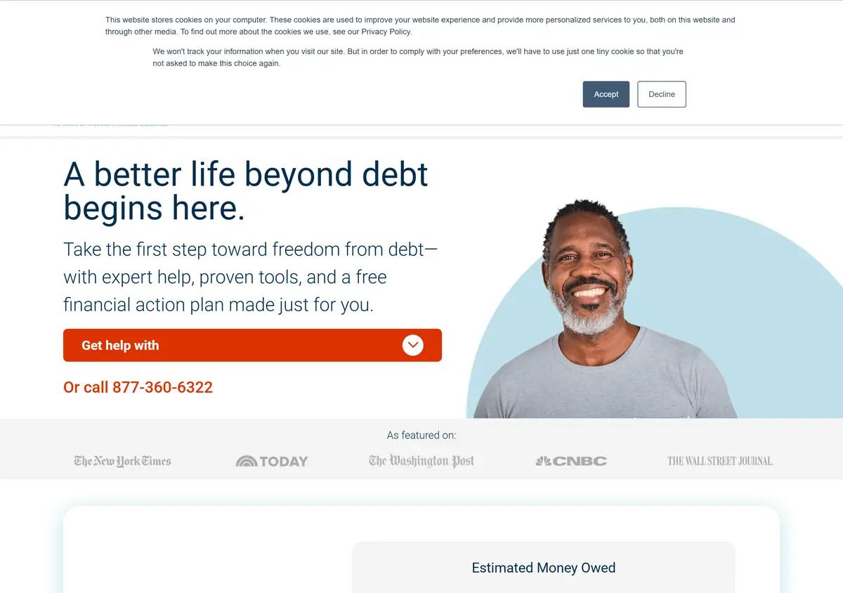 The NFCC homepage.