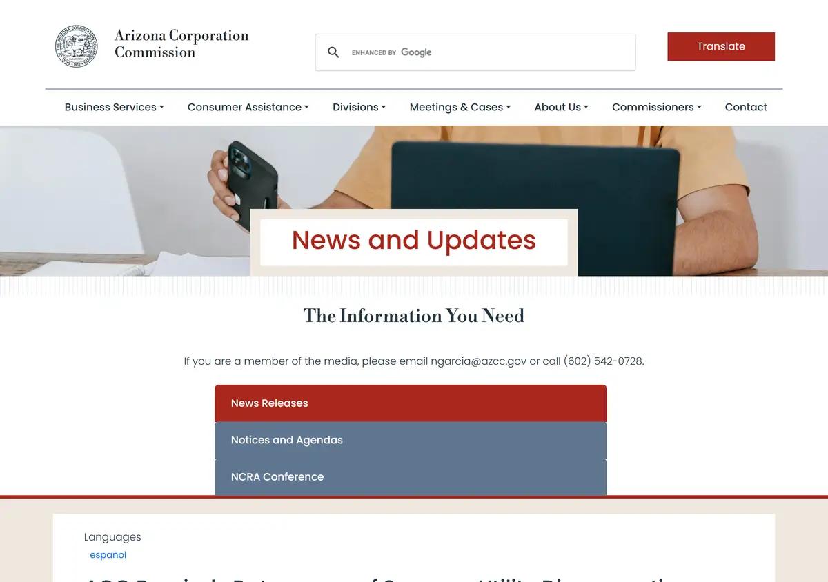 The Corporation Commission's June 2026 release on the summer moratorium.
