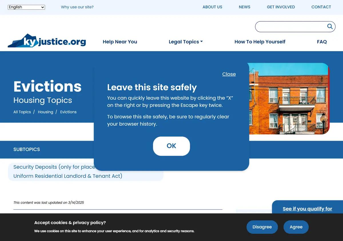 The Kentucky Justice Online evictions help page.