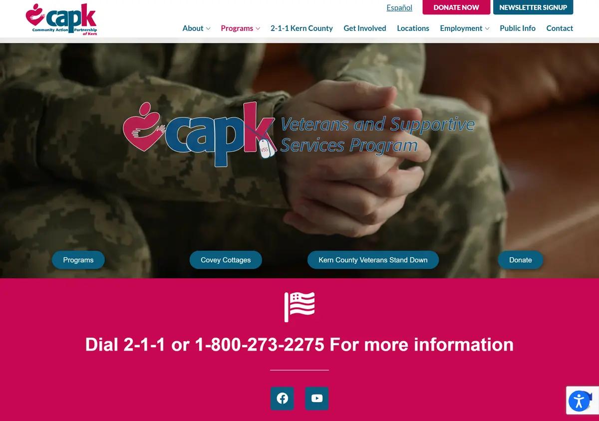 The CAPK veterans services page.