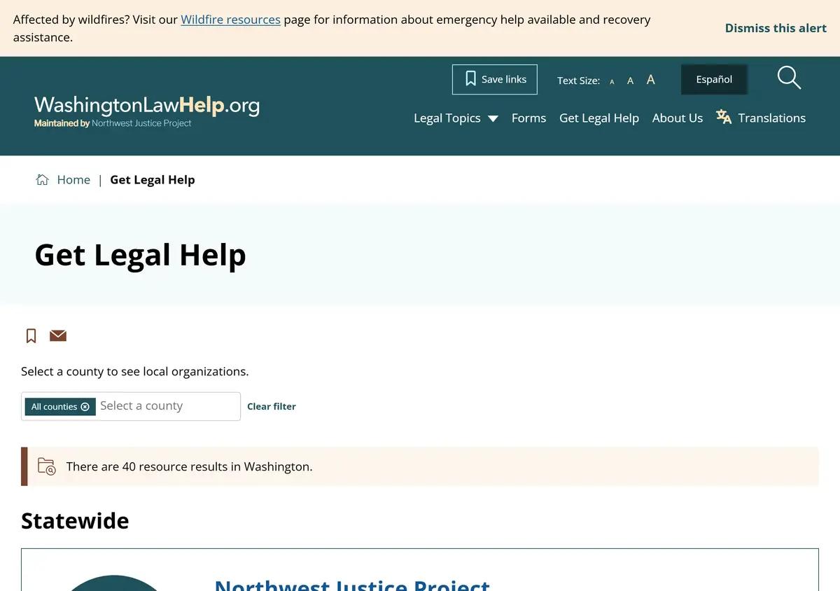 The Get Legal Help county directory.