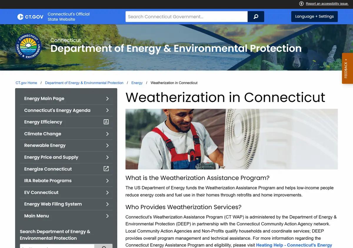The Connecticut DEEP weatherization page.