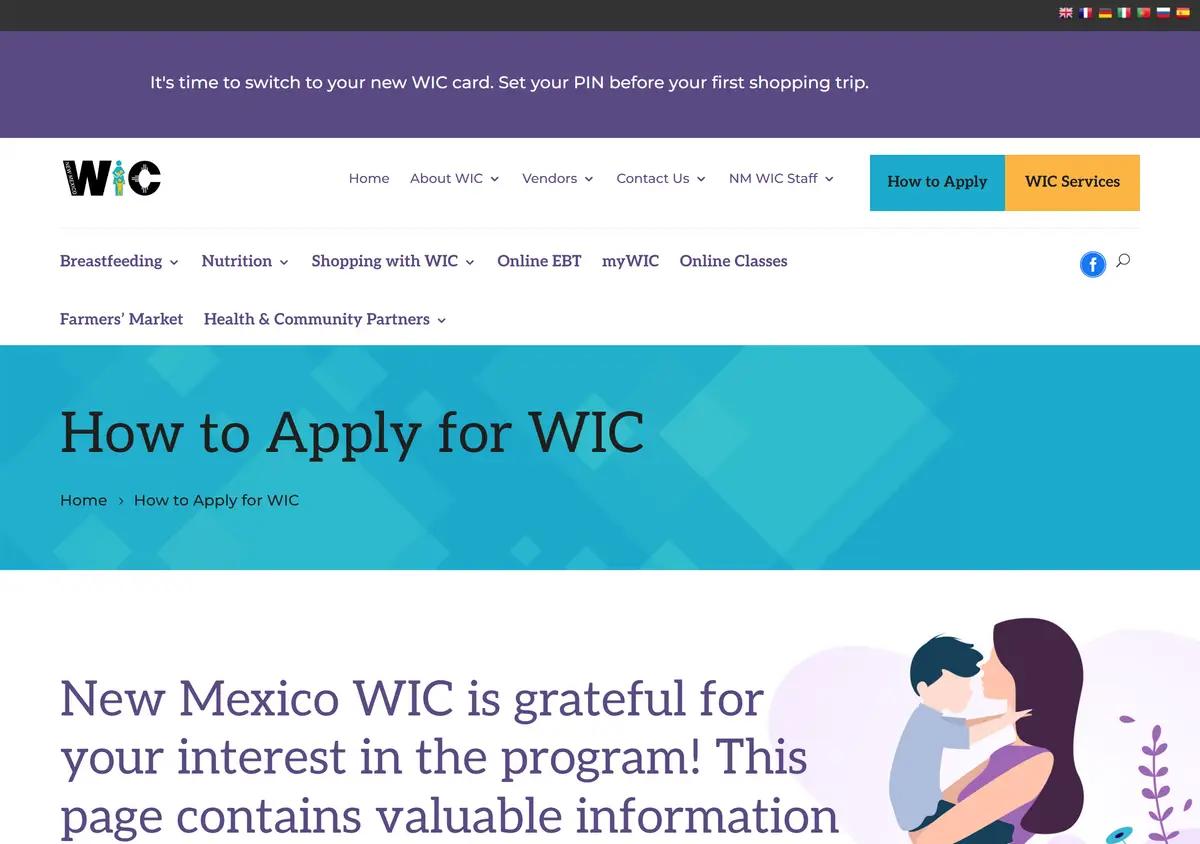 The New Mexico WIC how-to-apply page.