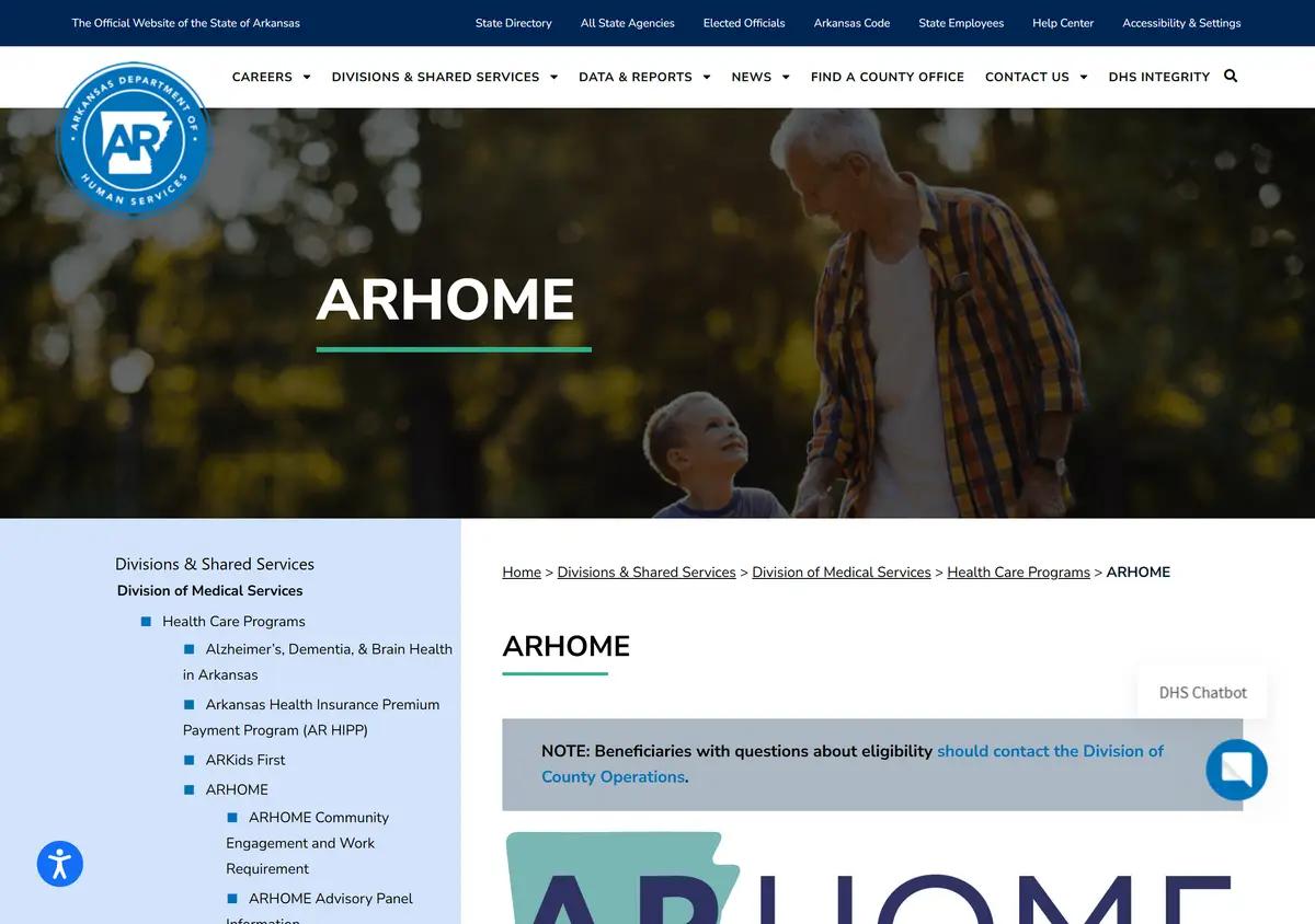 The Arkansas DHS ARHOME page.