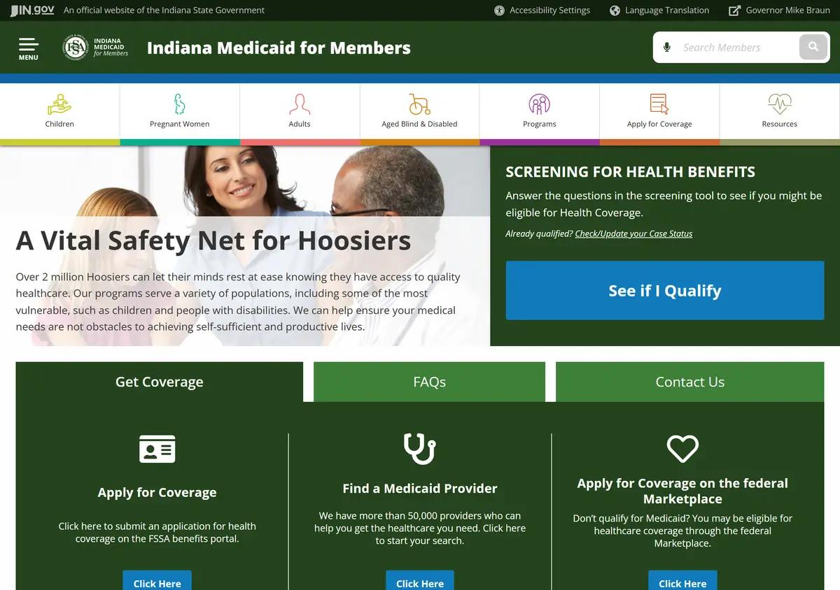 The Indiana Medicaid members page.