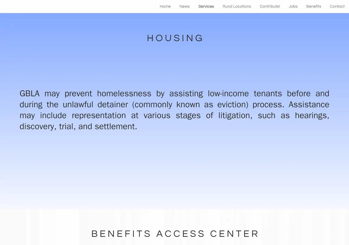 The GBLA services page.