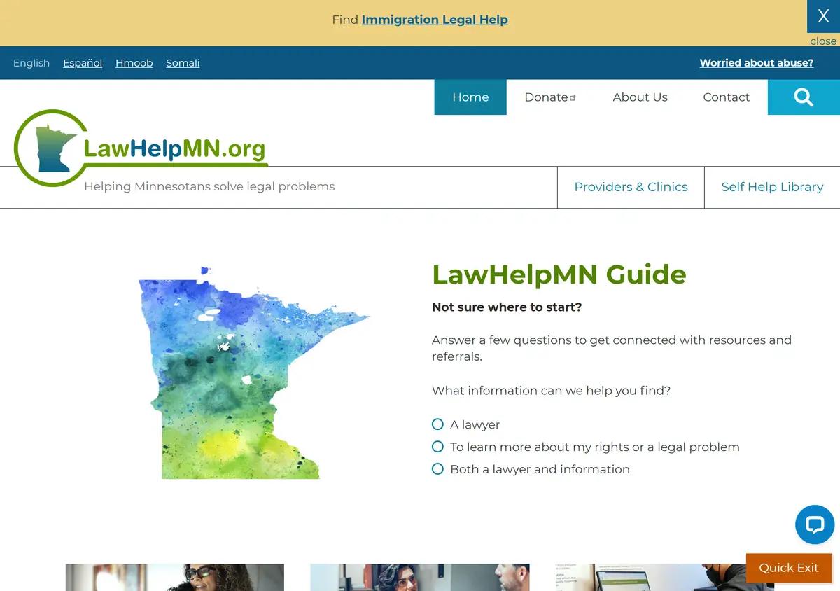 The LawHelpMN homepage.