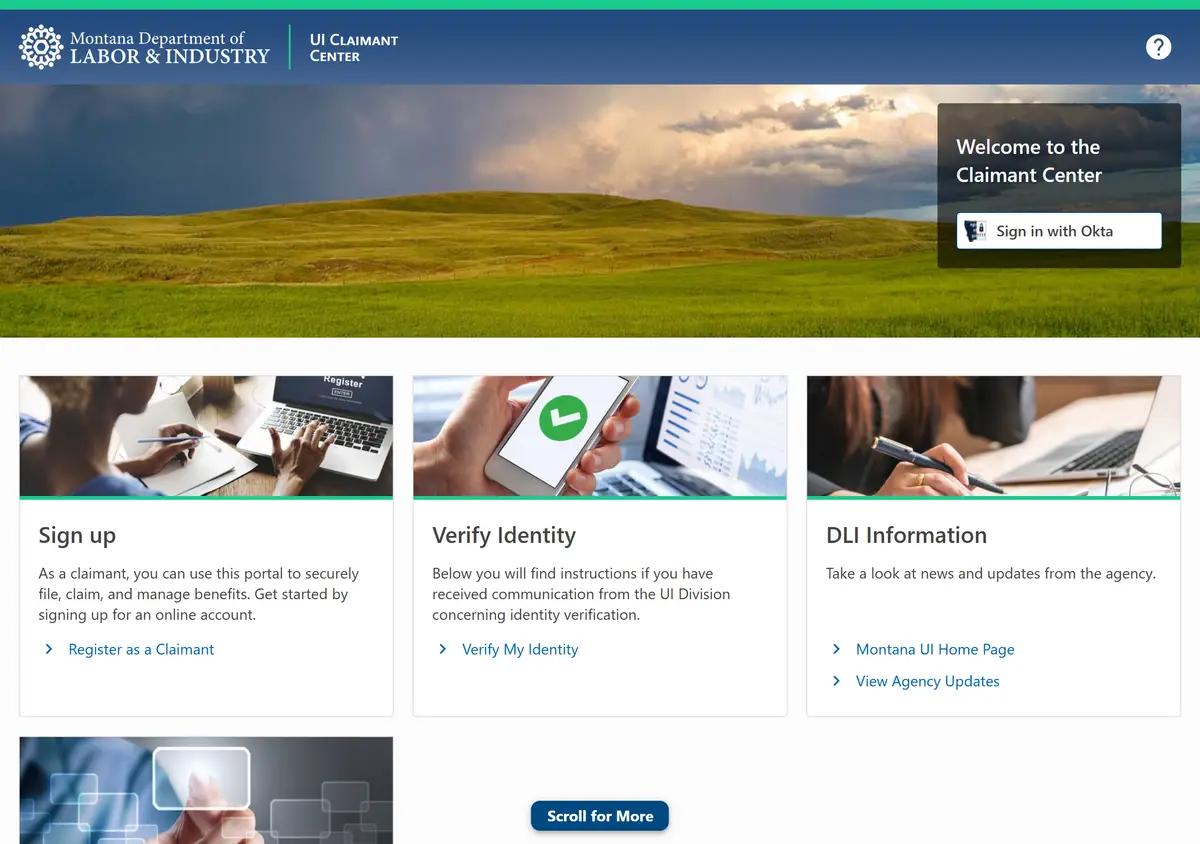 The Montana unemployment claimant portal.