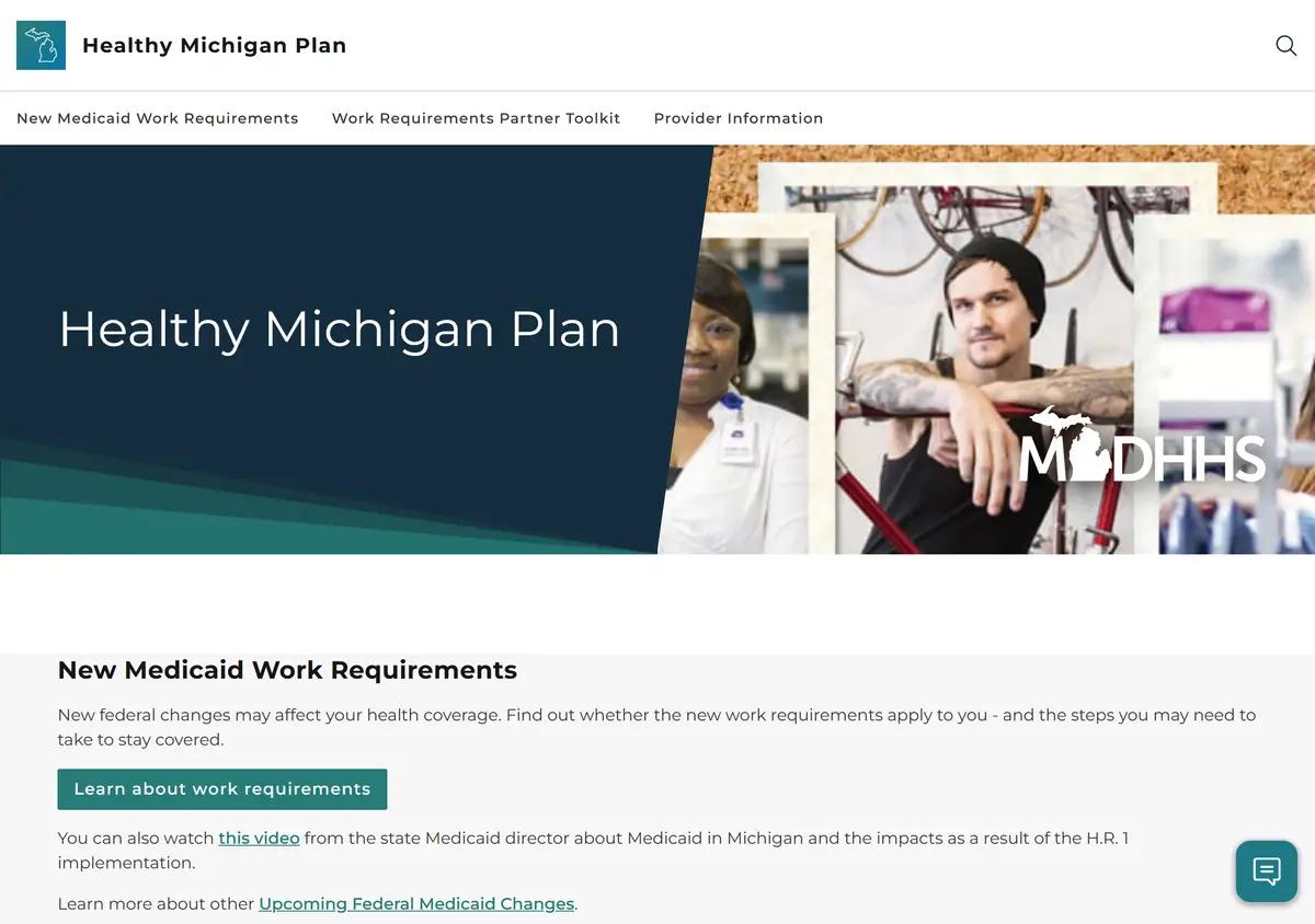 The state Healthy Michigan Plan information page.